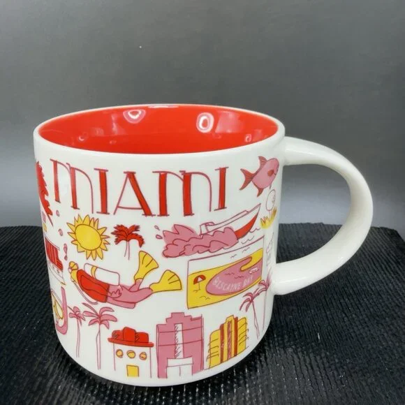 Starbucks Miami 14oz Been There Collection Mug Series Collection New W Sticker - Picture 13 of 13